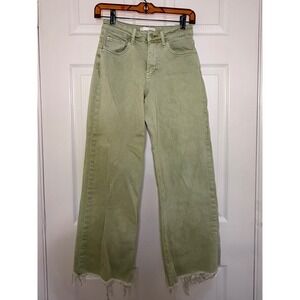 Vervet Blue Wide Leg Jeans Womens 26 Sage Green Excellent Raw Hem High Rise